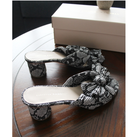 Loeffler Randall Emilia Sand Snake Knot Bow Mules - Picture 6 of 9